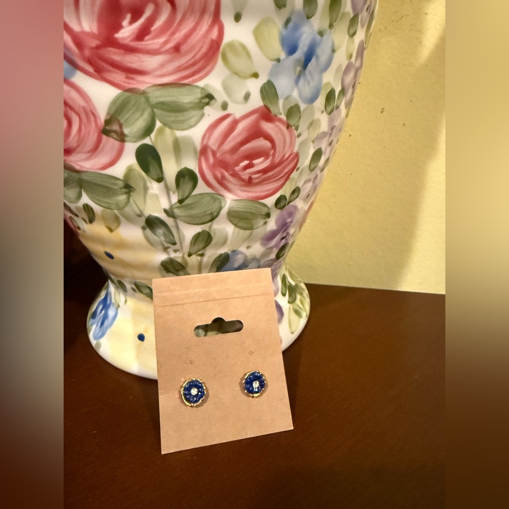 Blue and Gold Stud Earrings